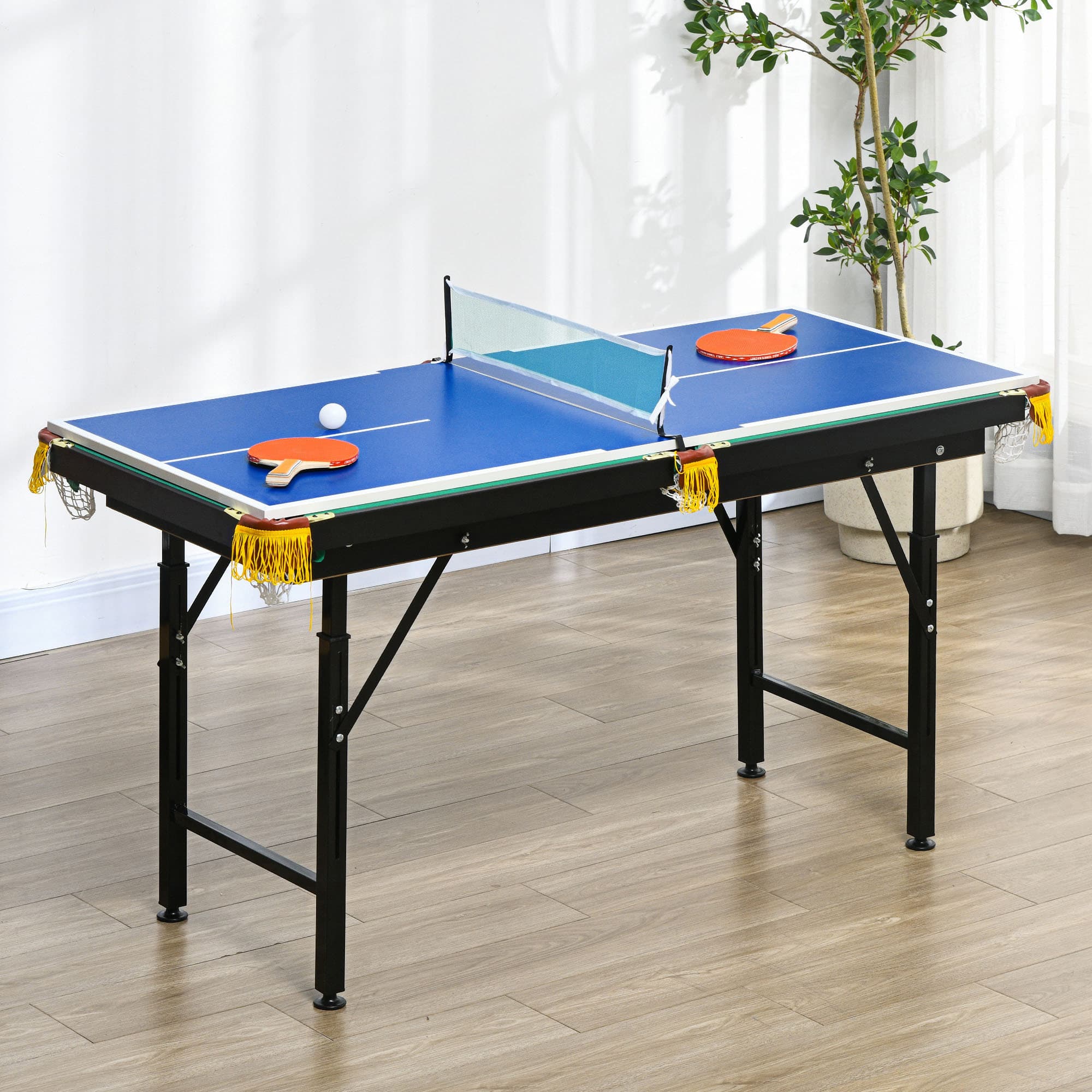 Multigame 2-i-1 multifunktionelt bordtennis-billardbord til børn og voksne, stål 140x63x60-80cm, grøn