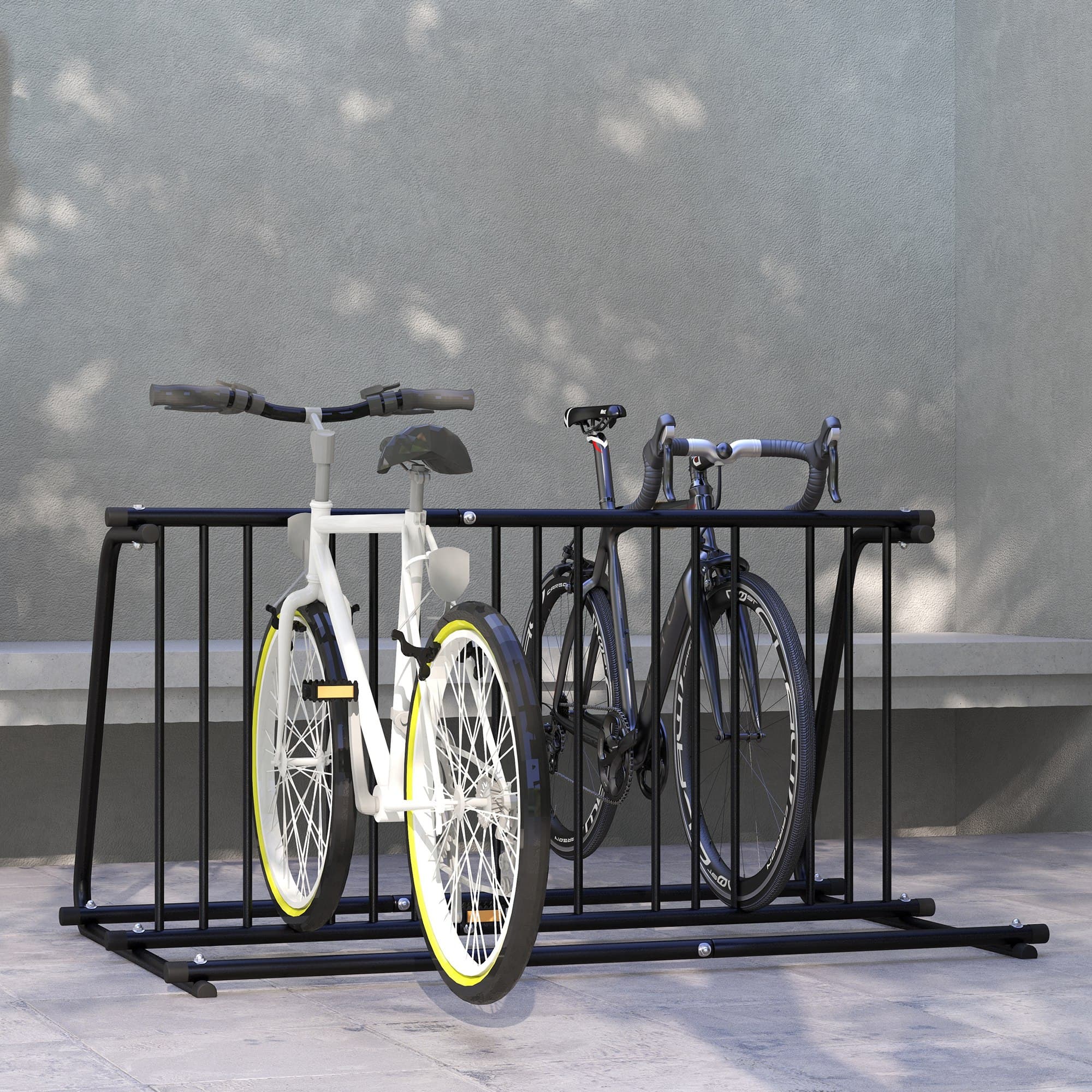 Cykelstativ, op til 6 cykler, flere stativer, vejrbestandig, 155 x 100 x 75 cm, stål