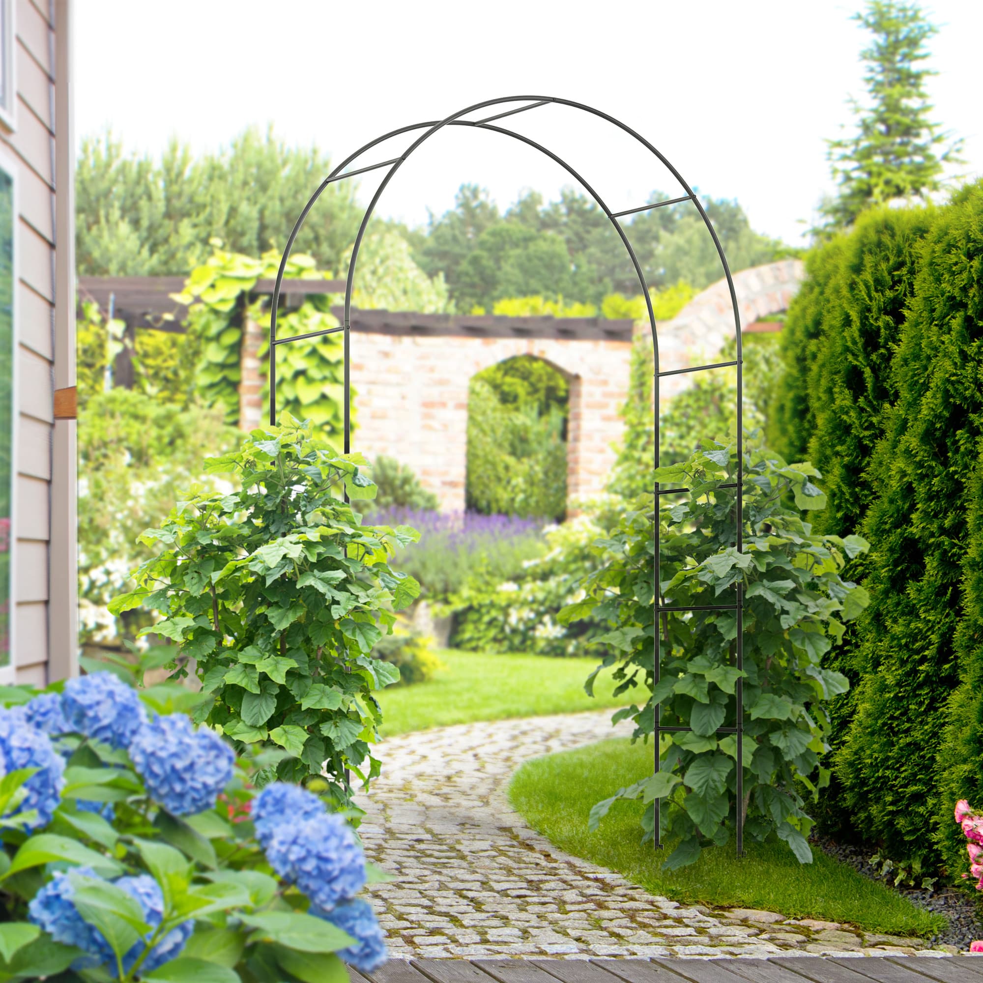 Rose Arch Metalbue Havebue Klatreplanter Sort 140x40x240cm