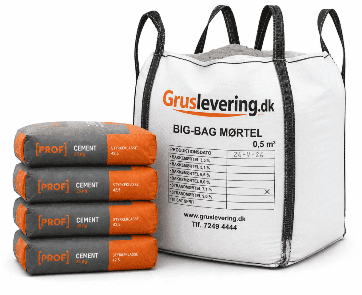 Bigbag Strandsandsmørtel 7,7 % 0,5 mÂ³ inkl. 4 poser cement (25 kg)