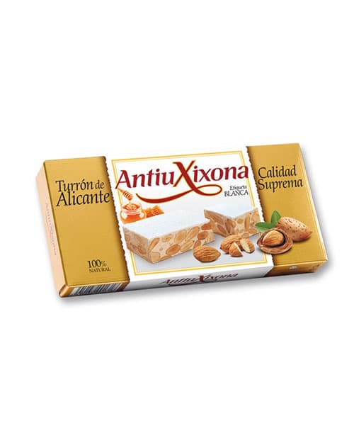 Turrón Alicante Antiu Xixona etiqueta blanca