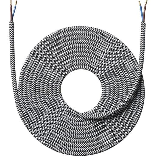 Nielsen Light stofledning, 2x0,75 mm², 4 meter, sort/hvid