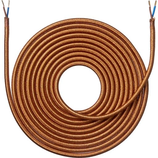 Nielsen Light stofledning, 2x0,75 mm², 4 meter, shiny kobber