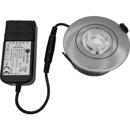 Nordtronic Low Profile Flexible indbygningsspot, driver, Ø7,5 cm, børstet alu, 4000K