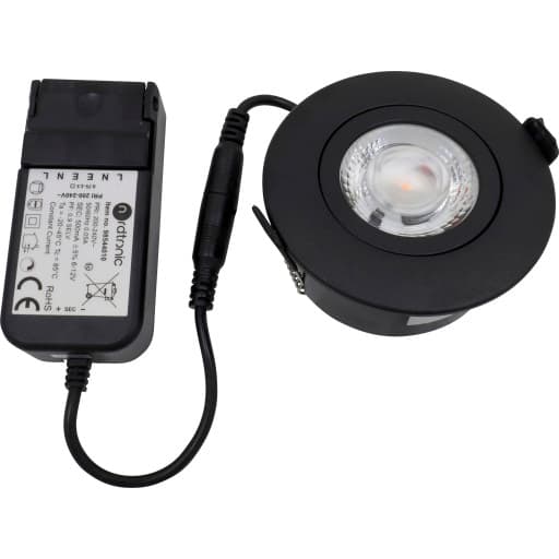 Nordtronic Low Profile Flexible udendørs indbygningsspot, driver, Ø7,5 cm, sort, 3000K