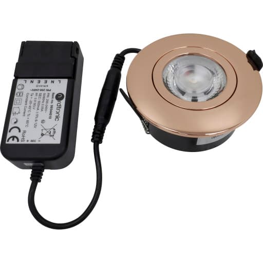 Nordtronic Low Profile Flexible udendørs indbygningsspot, driver, Ø7,5 cm, kobber, 4000K
