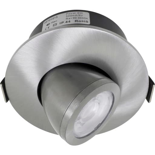 Nordtronic Low Profile Flexible indbygningsspot, kip, Ø7,5 cm, børstet alu, 3000K