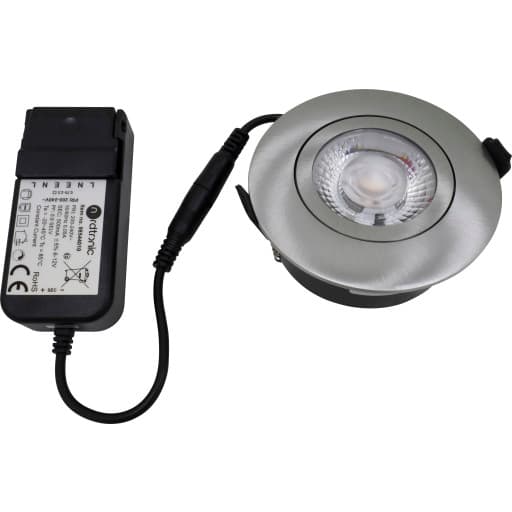 Nordtronic Low Profile Flexible indbygningsspot, driver, Ø8,3 cm, børstet alu, 4000K