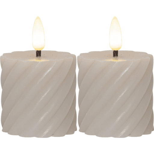 Star Trading Flamme Swirl LED bloklys, batteri, beige