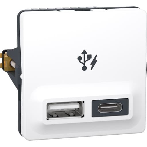 LK Fuga USB-lader A+C, 1 modul, hvid