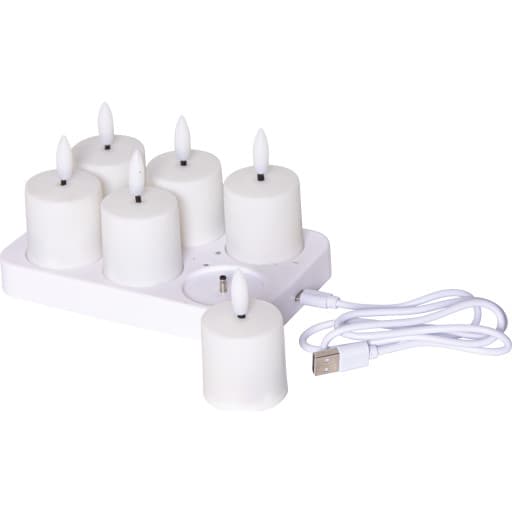 Star Trading Charge LED bloklys, 8,5 cm, 6-pak