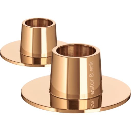 Ester & Erik lysestager, blank rosa guld, 2-pak