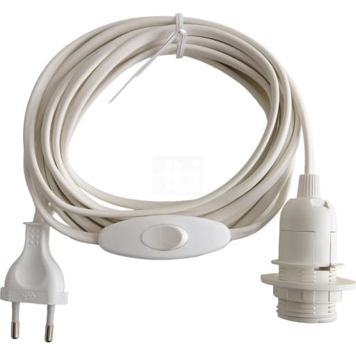 TBI ledning med E14 fatning & afbryder, hvid