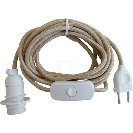 TBI ledning med E14 fatning & afbryder, sandfarvet